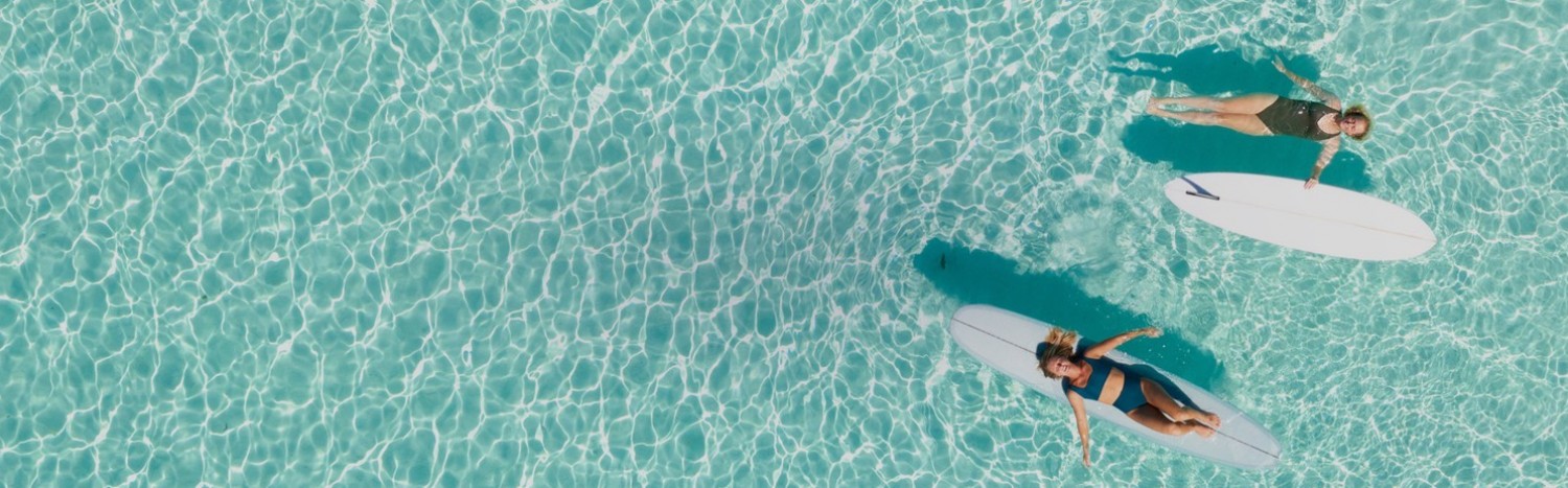 overview of a person on a paddle board