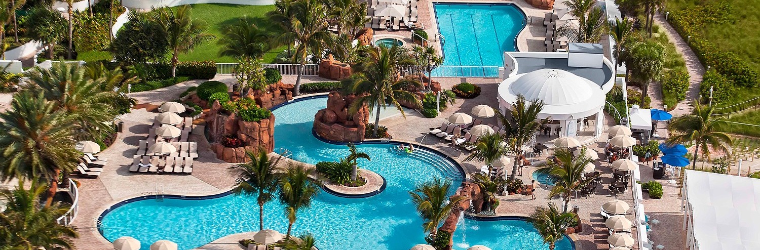 aerial view of the Trump international beach resort pool area