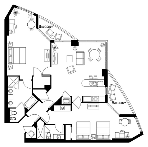 Two <span>Bedroom Suite</span> Floorplan