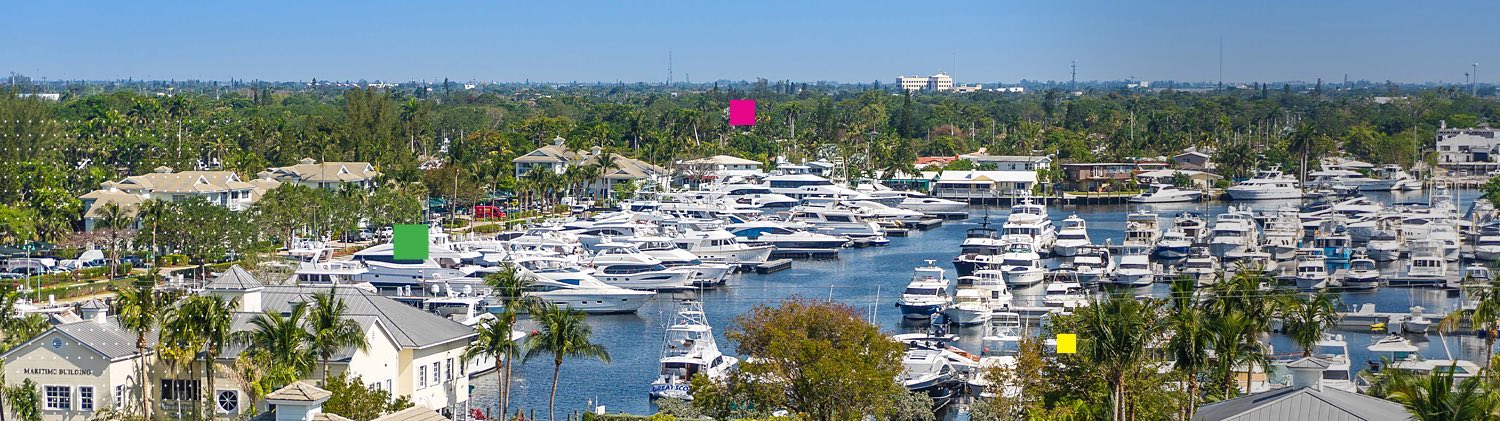 Aerial view of boats docked on marina