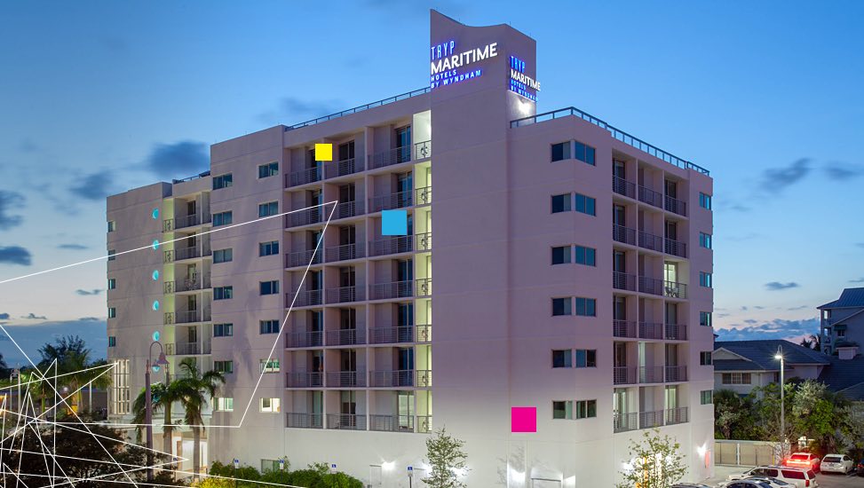 TRYP Fort Lauderdale building at night