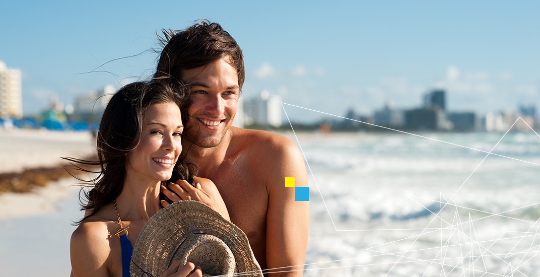 Couple smiling on Miami Beach