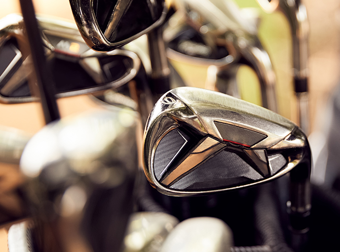 closeup image of golf clubs