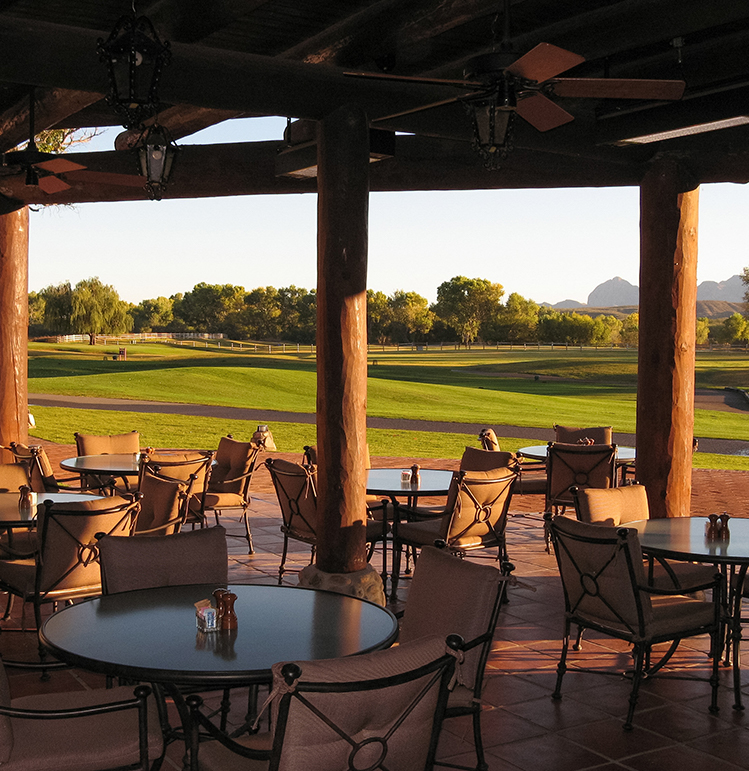 patio attached to event space looking out to the golf course