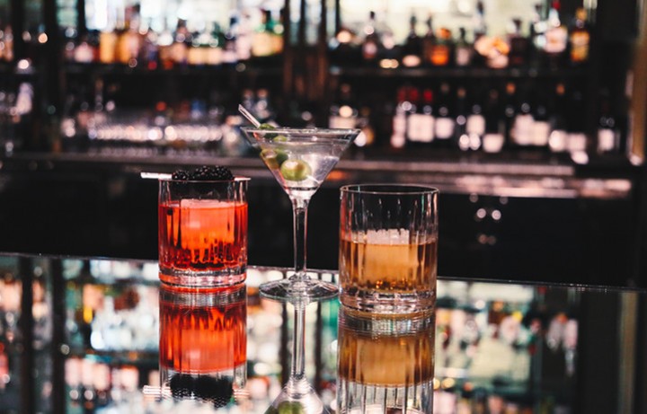 Drinks on top of bar counter