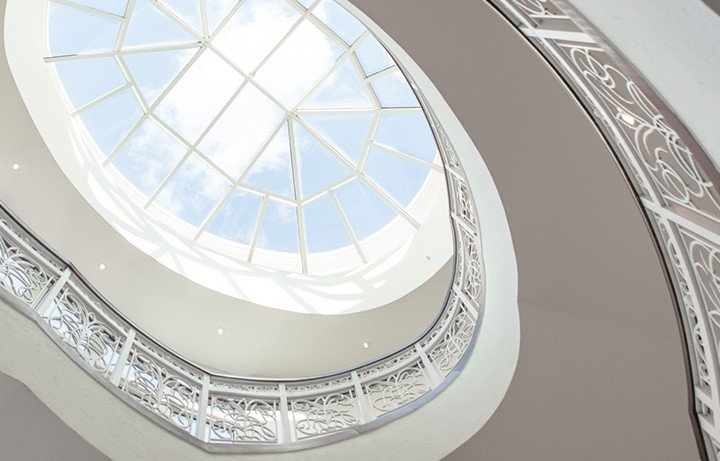 Ceiling geometric windows inside building