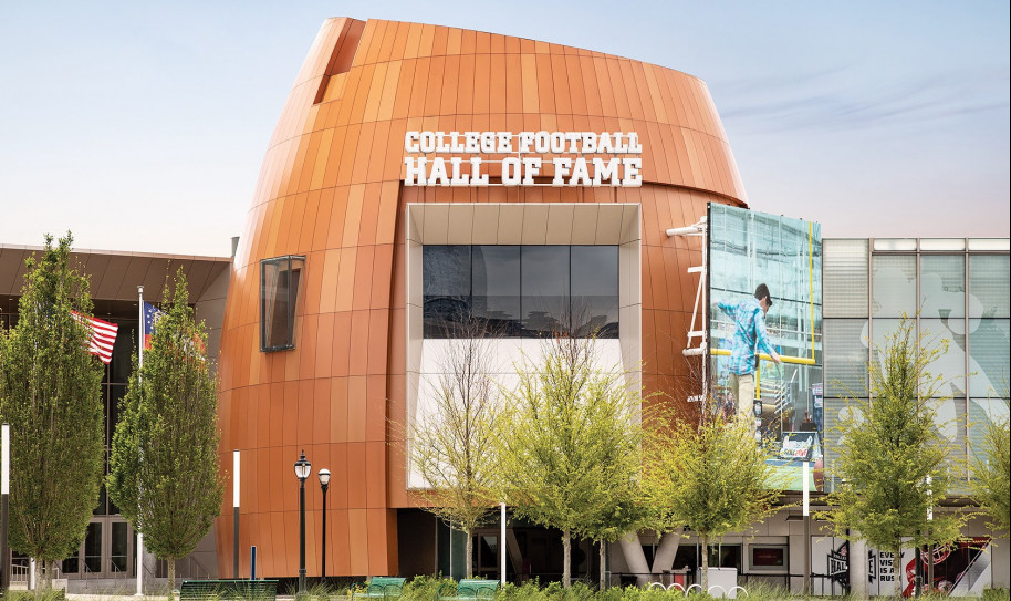 Exterior of College Football Hall of Fame building 