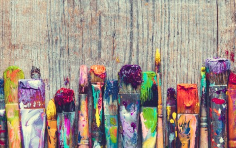 colorful paint brushes