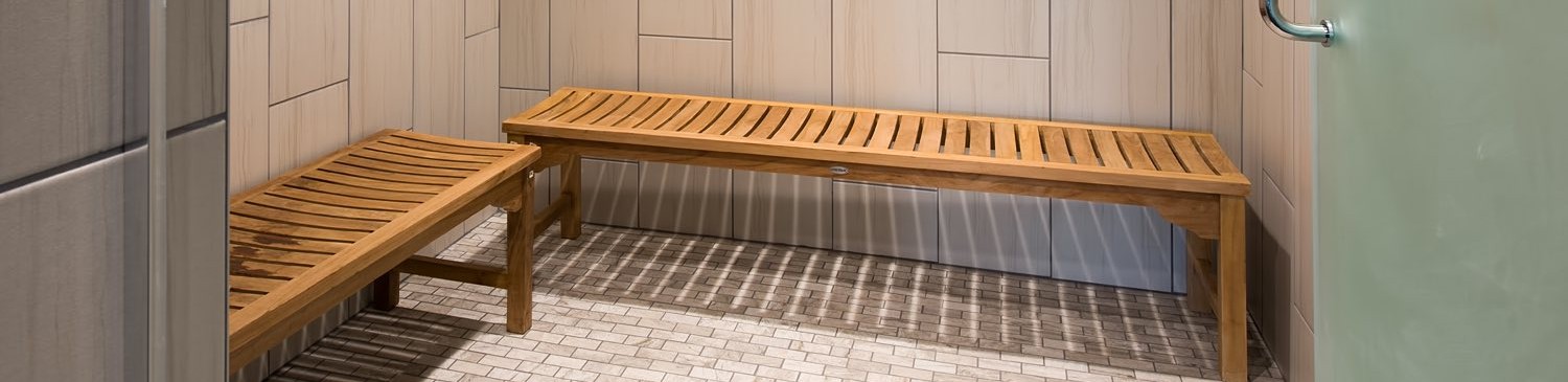 wooden bench in a spa