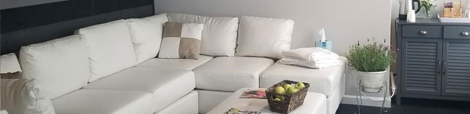 couches with coffee bar
