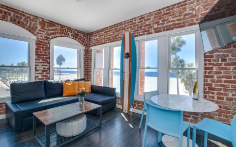living room area with ocean front view 