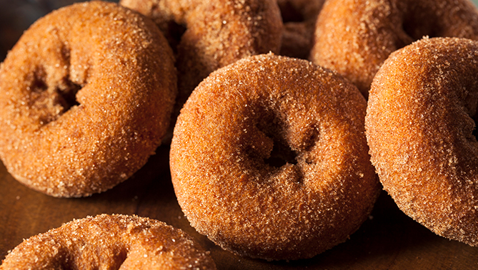 close up of fresh mini donut from zeldas corner