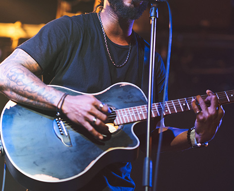 a man playing the guitar