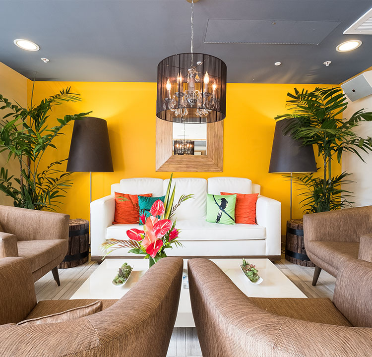 the lobby and sitting area