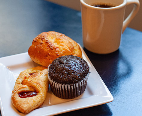 breakfast pastries and coffee