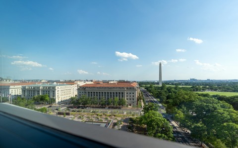 view of buildings and washington monument 