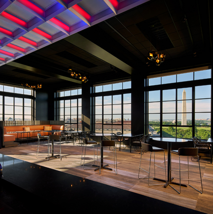 view of Sky room interior overlooking the Washington monument