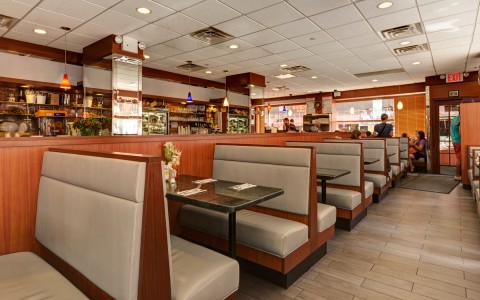 diner with rows of booths