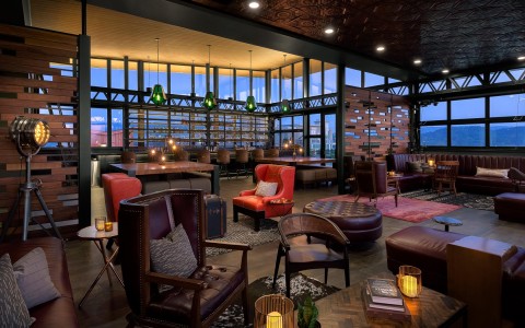 indoor bar lounge with dim lighting