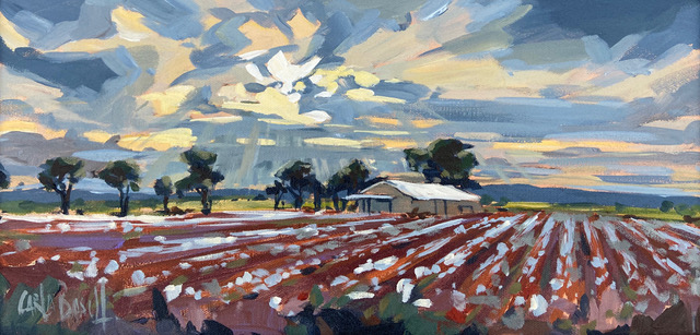 landscape camp paint at sunset 