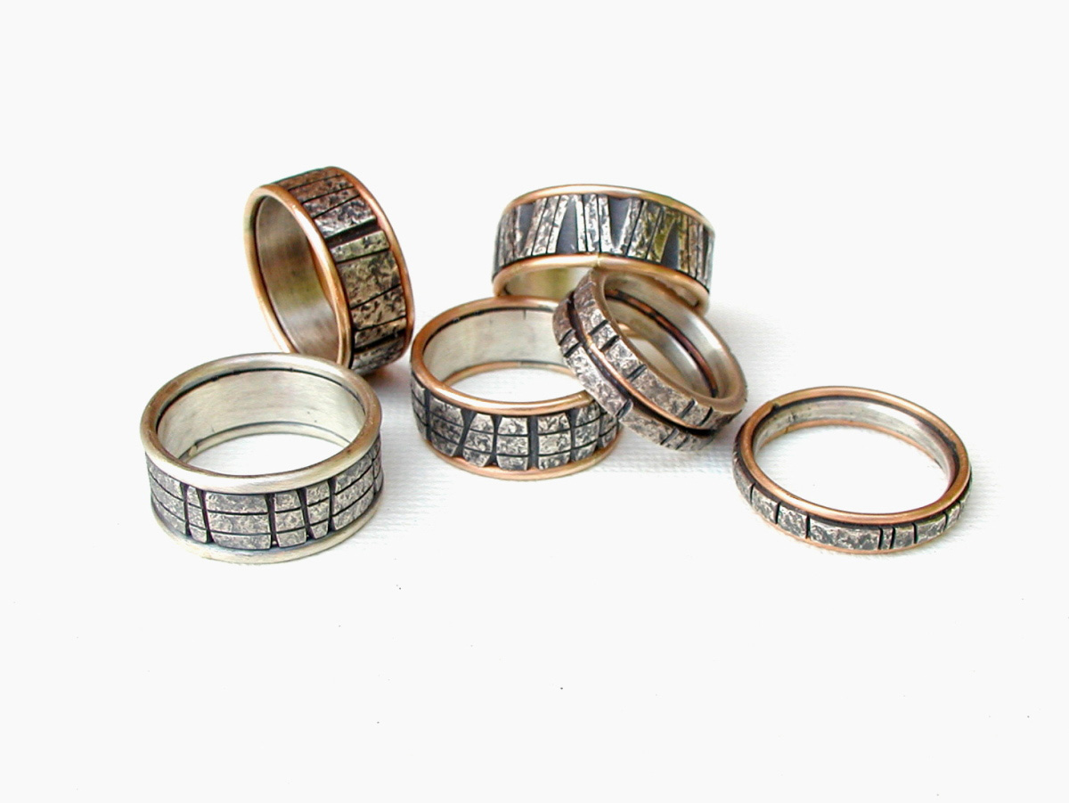 View of metal rings with different styles and sizes