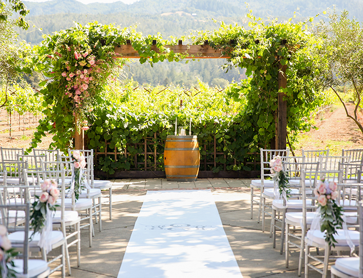 View of a wedding setup outdoors