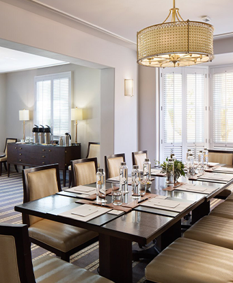 Side view of an elegant dining table
