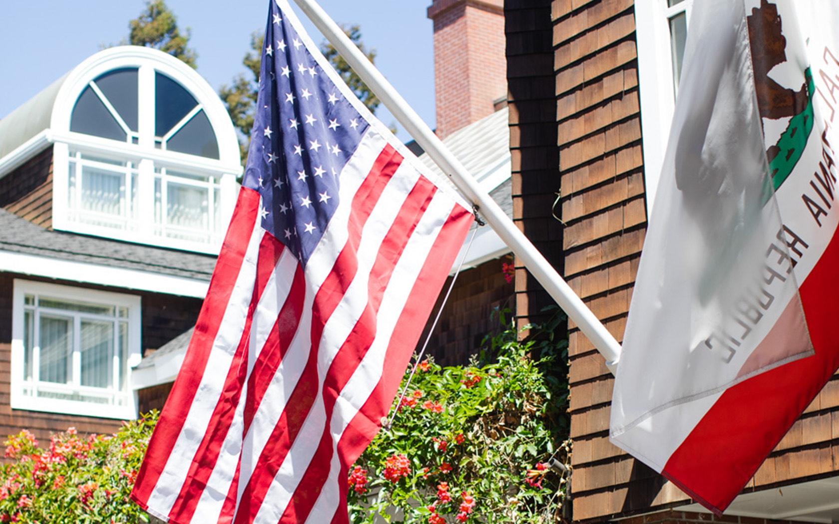 View of a US flag hanging at The Lodge At Bodega Bay