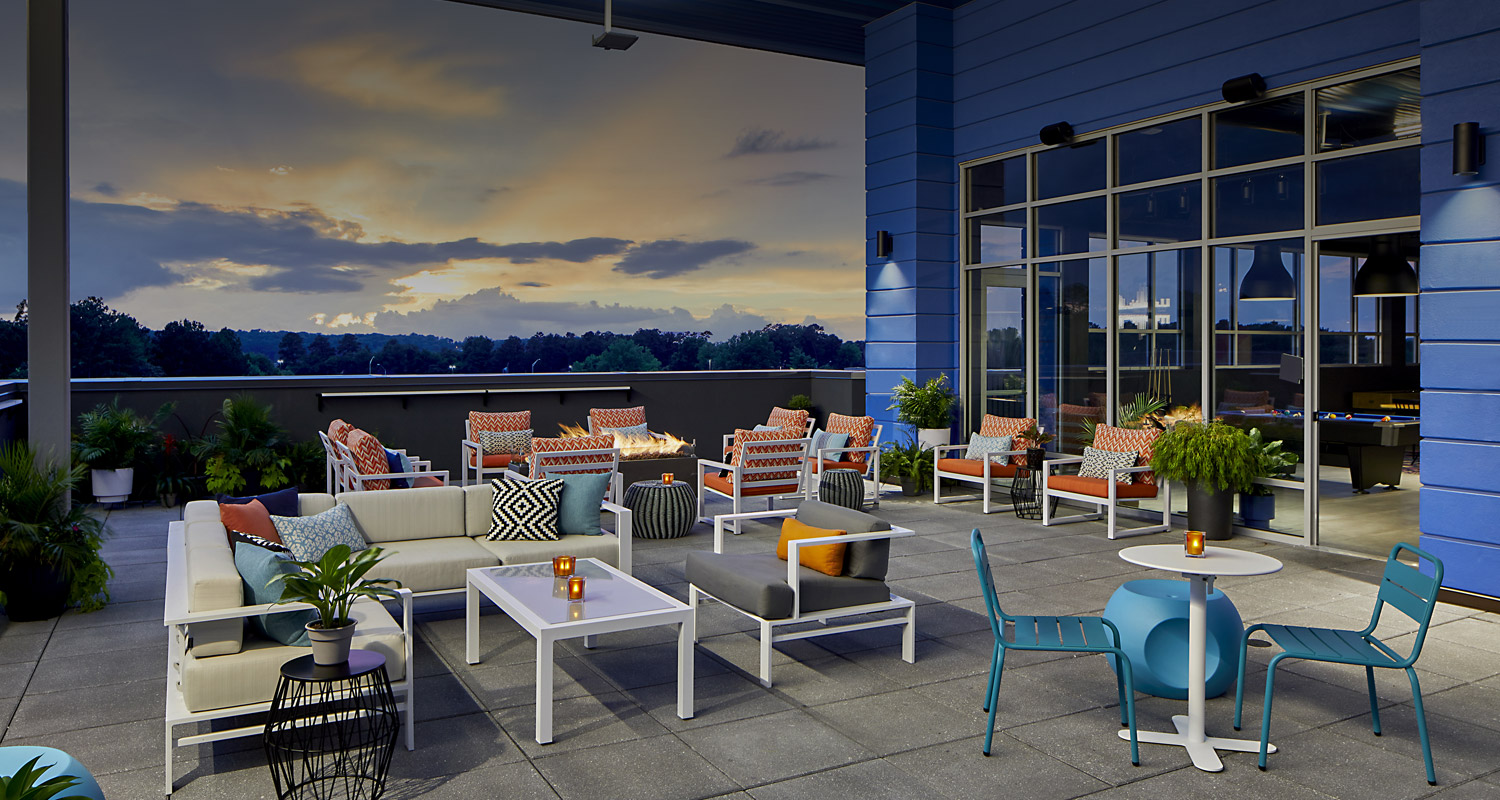 wxyz outdoor rooftop patio with a beautiful view
