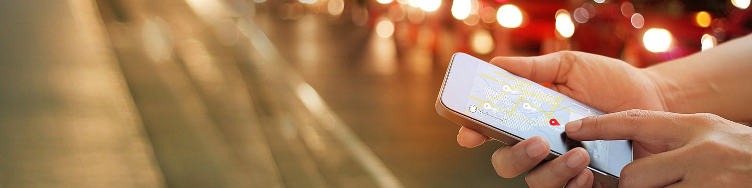 Person on their iphone looking at a map