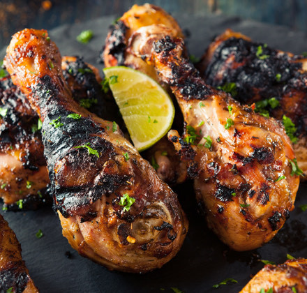 grilled chicken with spices and lemon