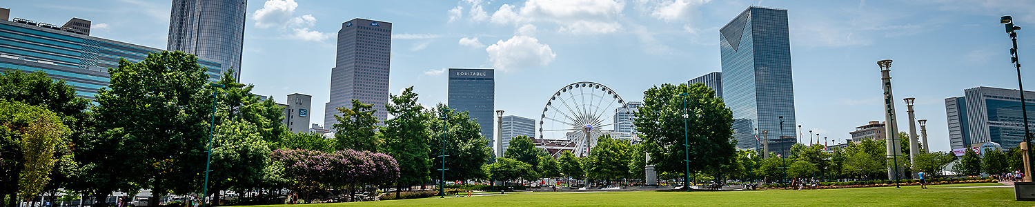 view of downtown atlanta from a park