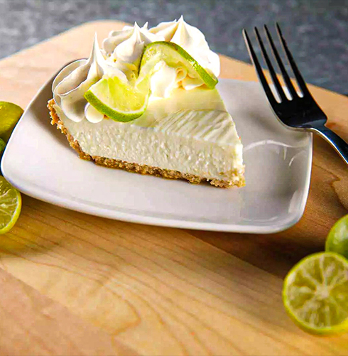 view of a slice of lemon pie 
