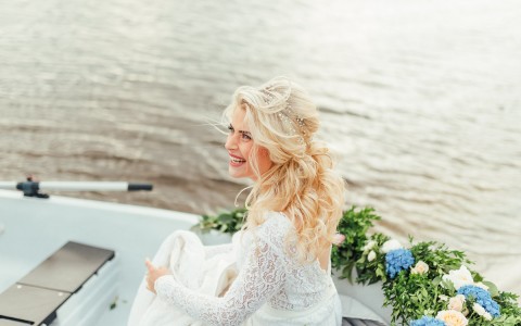blonde bride on a boat