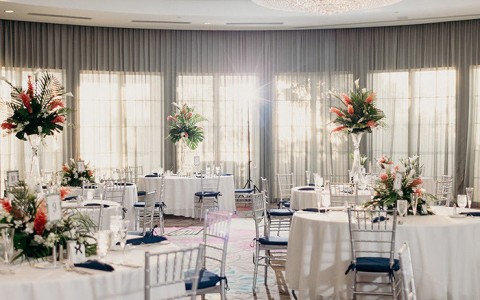 wedding reception room with natural light