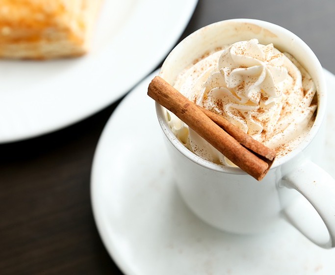 coffee with whipped cream and cinnamon 