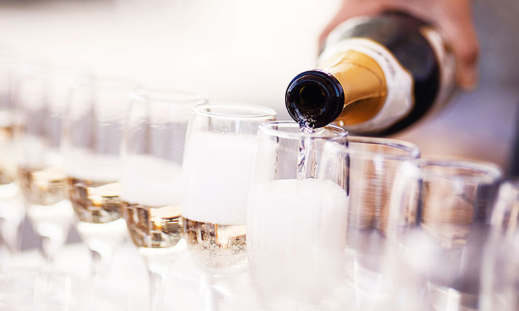champagne glasses for a party