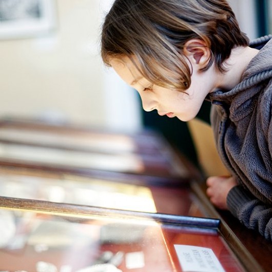 girl looking at an exhibit