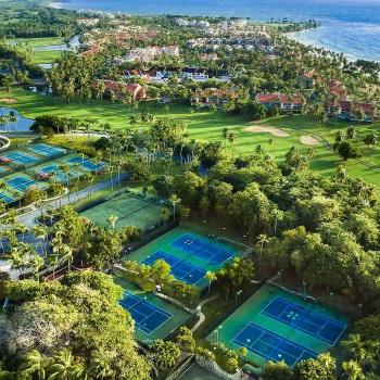 shot of tennis courts and golf course