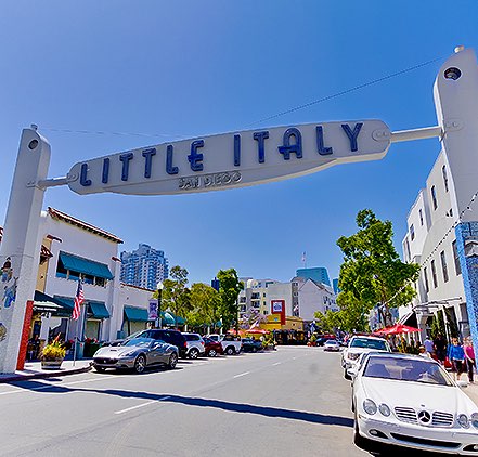 Little Italy neighborhood with sign over street