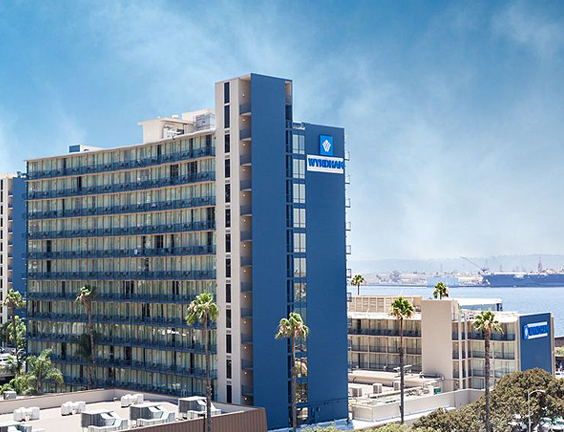 Property view of Wyndham San Diego Hotel with bay in background