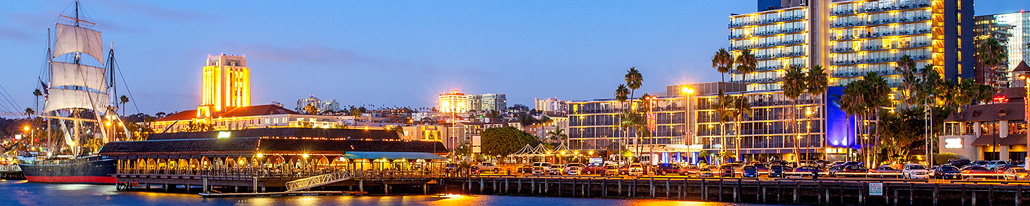 Night view of San Diego Bayside