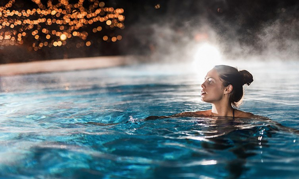Woman in a hot spring fed pool