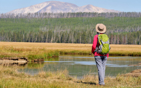 Woman hiking in Yellowstone