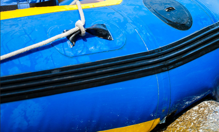 Blue and yellow raft