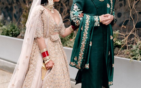 bride and groom at their indian-inspired wedding