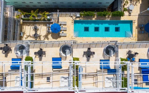 Overhead view of the hotel pool
